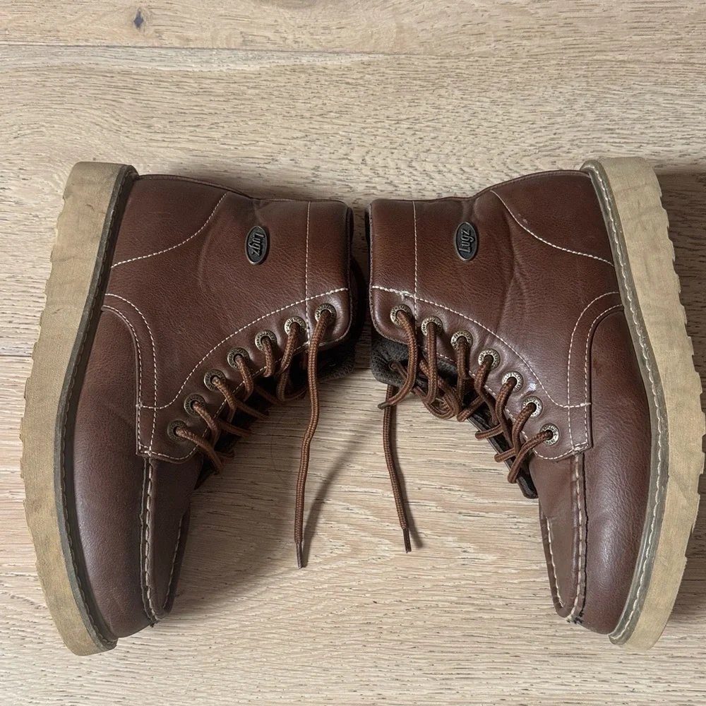 Lugz Men's Brown Leather Chukka Moc Toe Boots